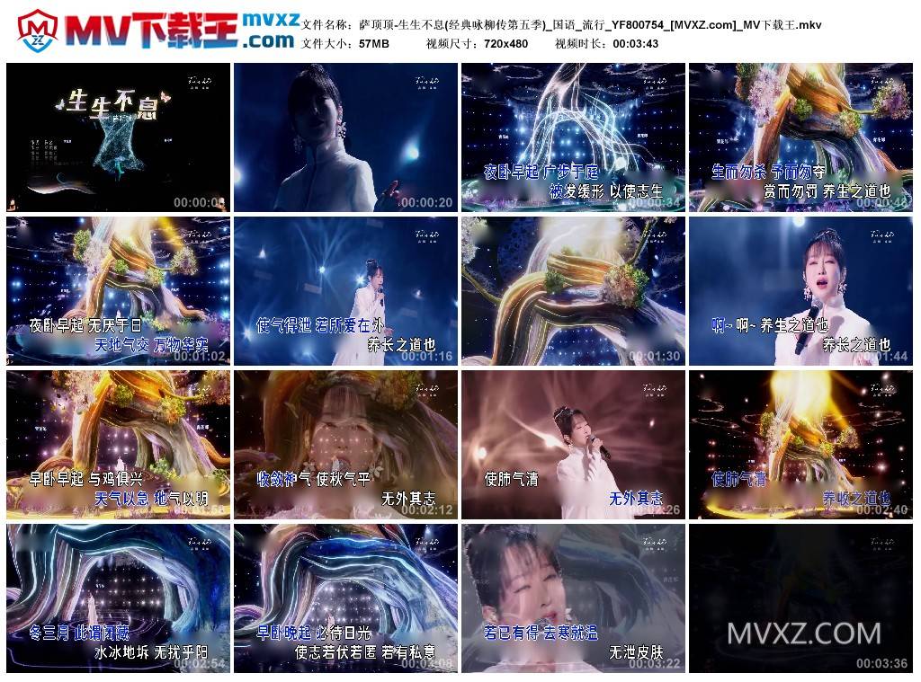 萨顶顶-生生不息(经典咏柳传第五季)_国语_流行_YF800754
